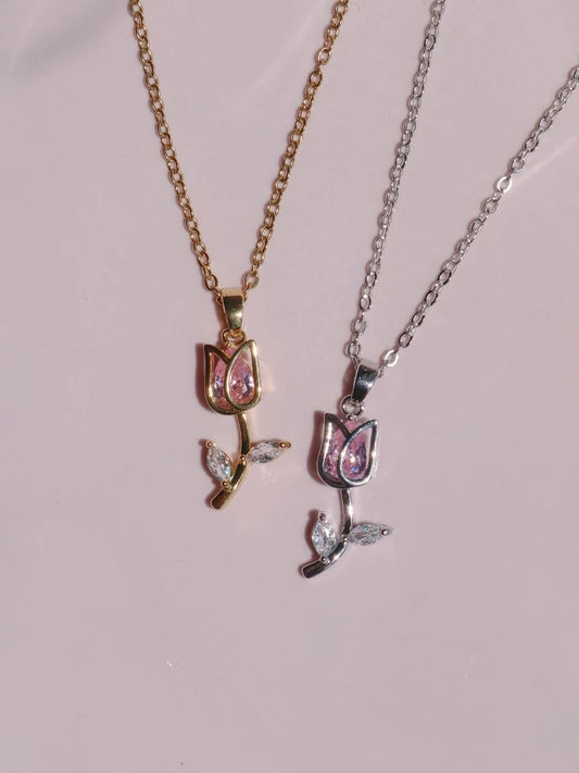 Tulip Flower Steel Necklace