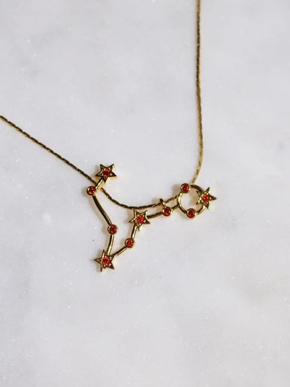 Zodiac Sign Star Map Birth Month Stone Necklace