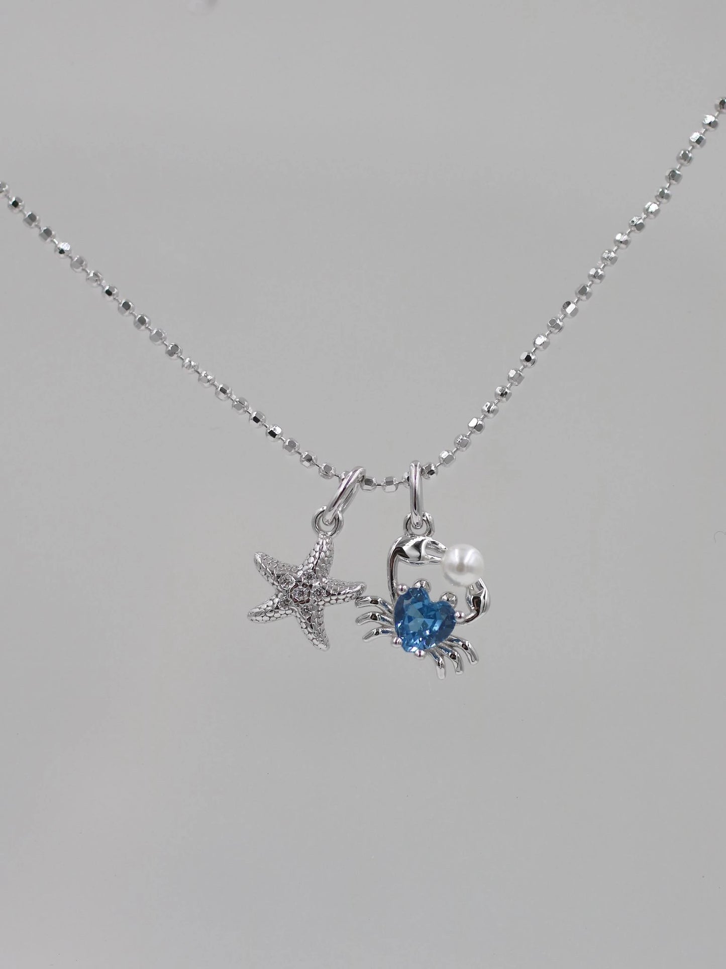 Crab Starfish 925 Silver Necklace