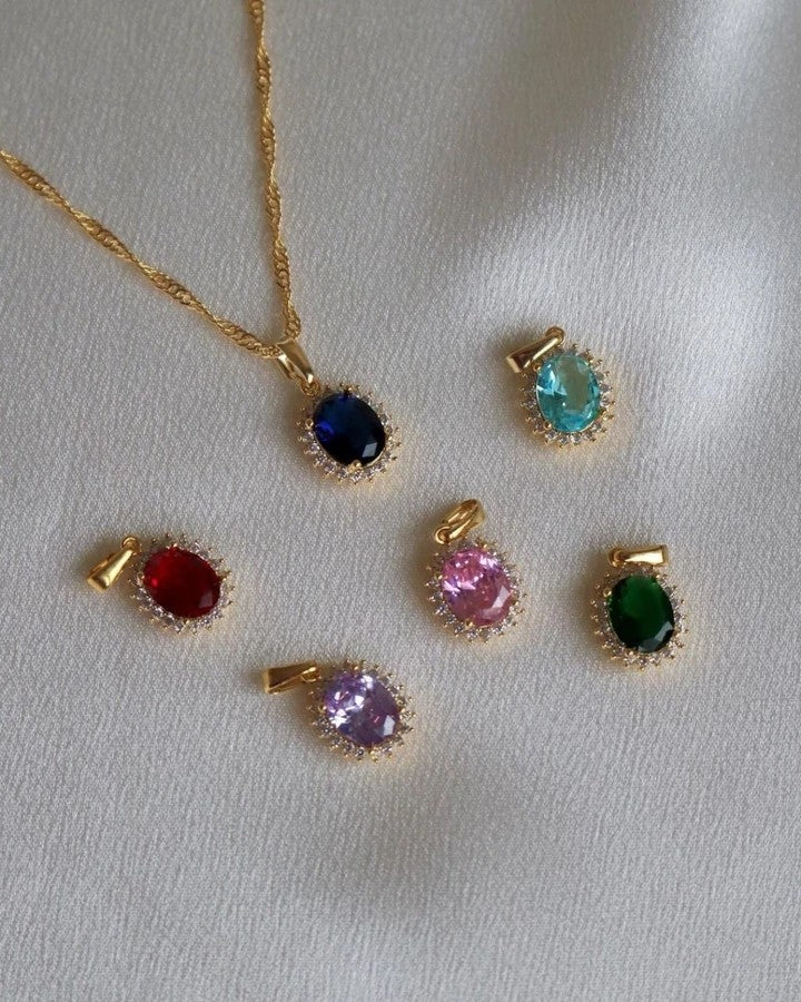 Oval Necklace With Zircon Stone