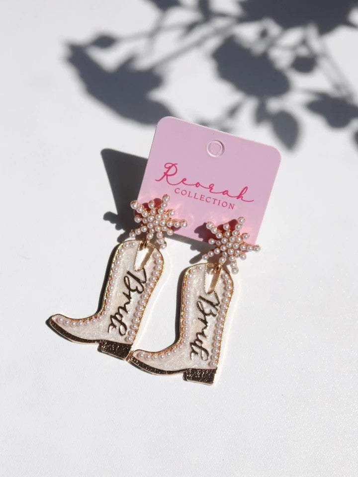 Bride Cowboy Boots Earrings