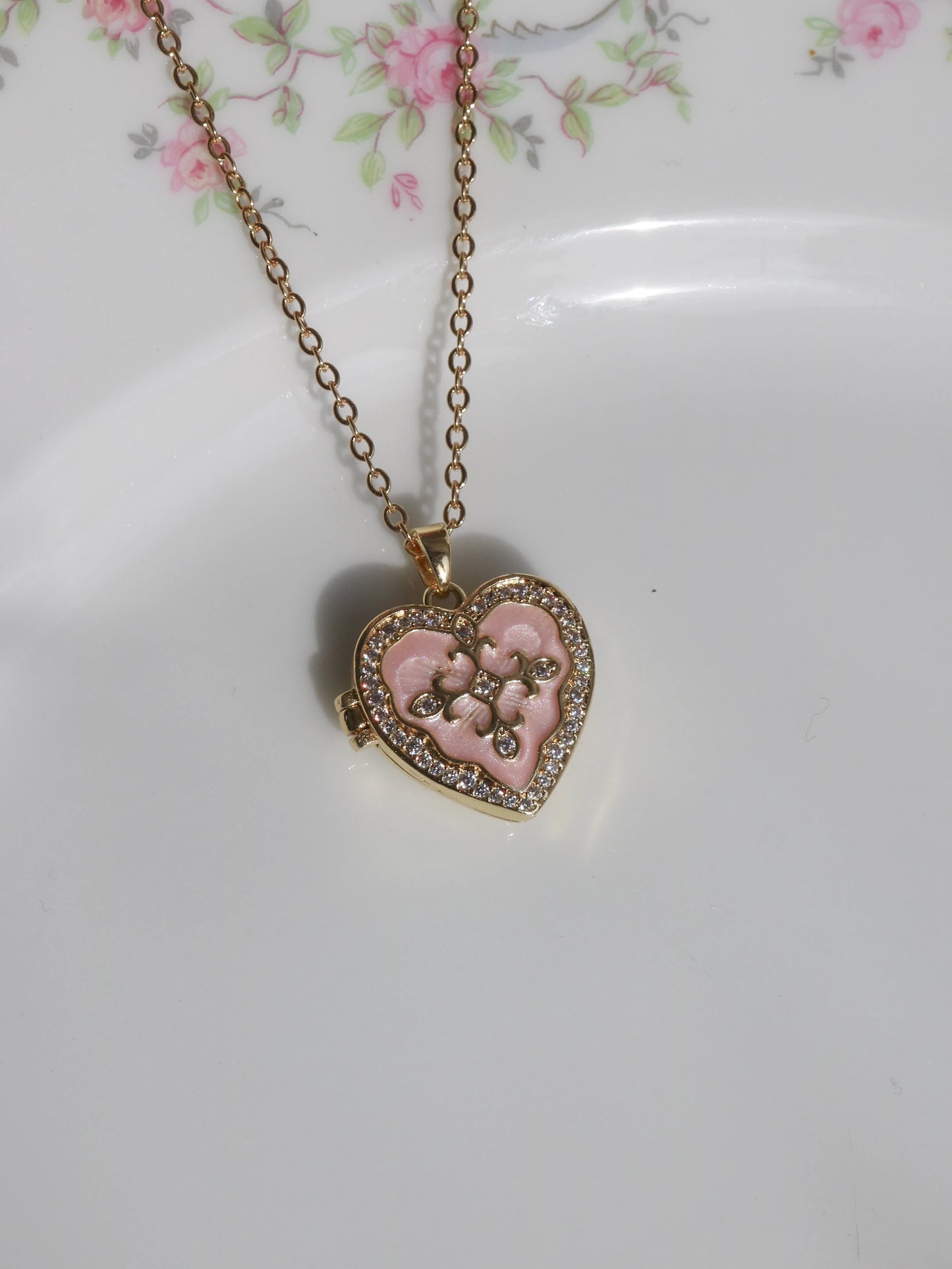 Pink Timeless Heart Personalized Photo Locket Necklace