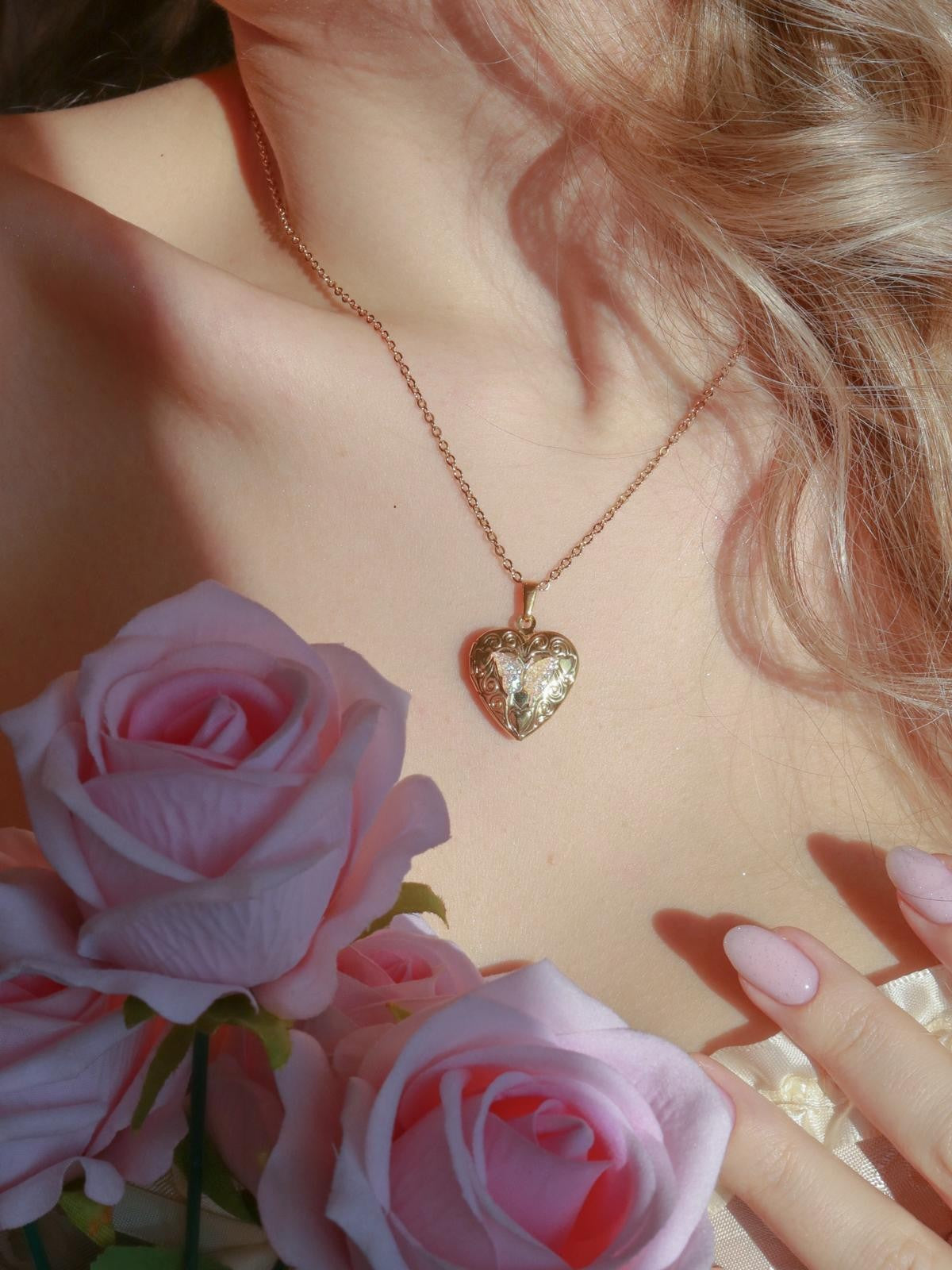 Sparkling Heartwing Personalized Photo Locket Necklace