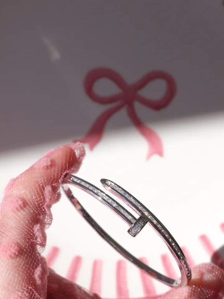 Studded Nail Steel Bracelet with Stone