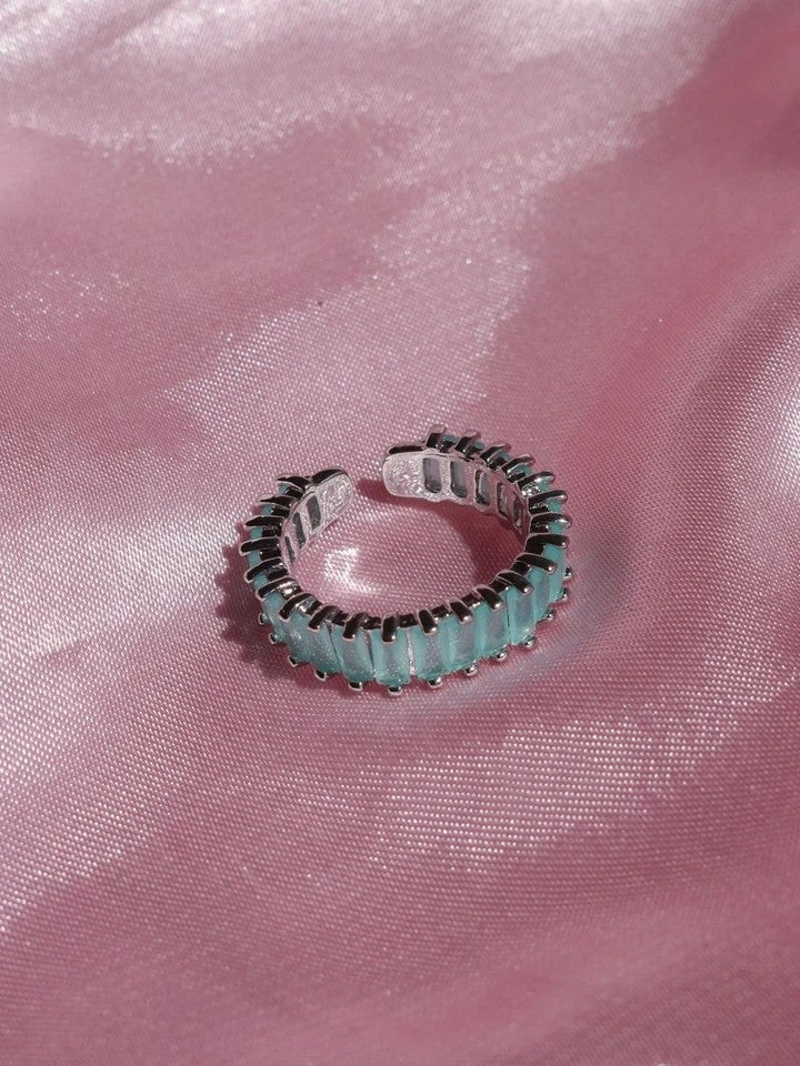 Aqua Green Baguette Ring