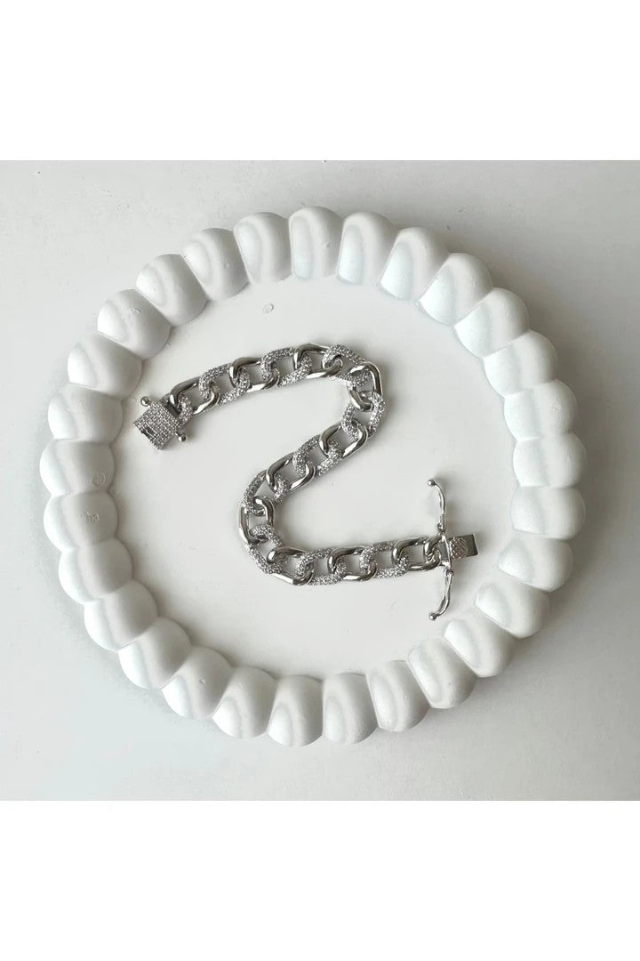 Zircon Stone Thick Chain Steel Bracelet