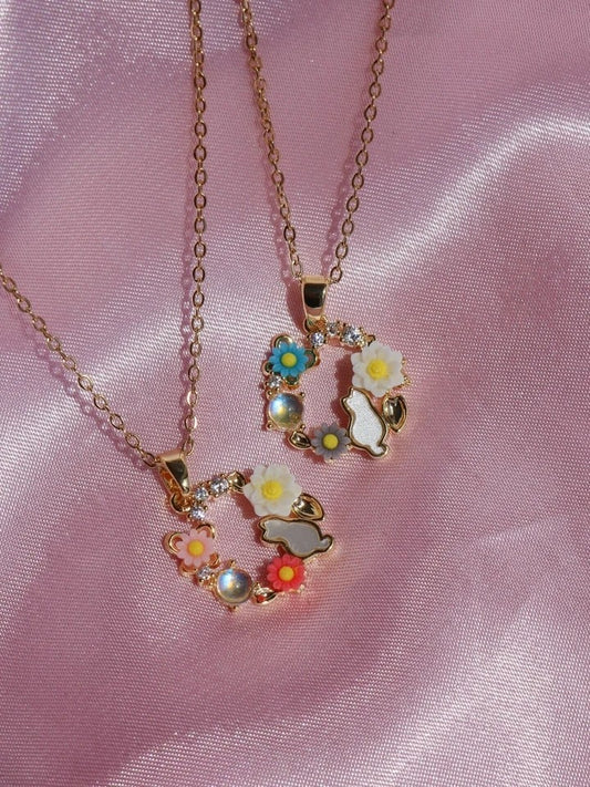 Flower Cat Necklace Steel
