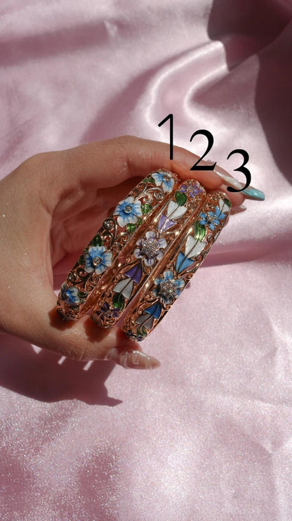 Enamel And Stone Flower Bracelet