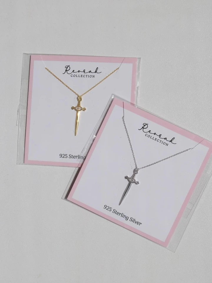 Crystal Sword 925 Silver Necklace