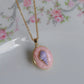 Pink Purple Seashell Personalized Photo Locket Necklace