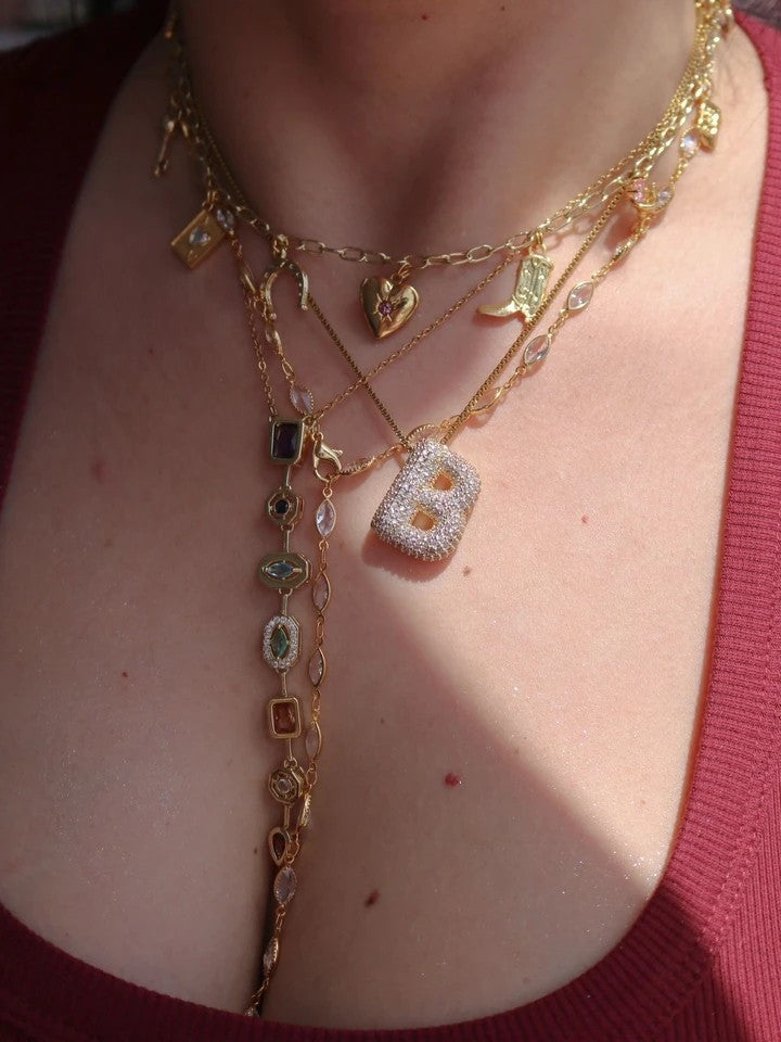 Circle White Y Necklace