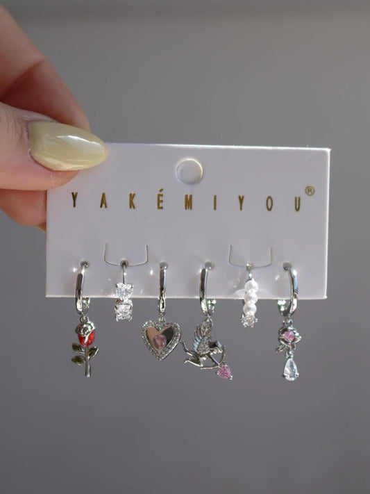 Rose Heart Earring Set