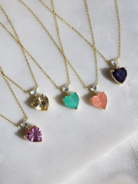 Diamond Zircon Big Heart 925 Silver Necklace