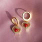 Red Opal Stone Heart Earrings 925 Silver