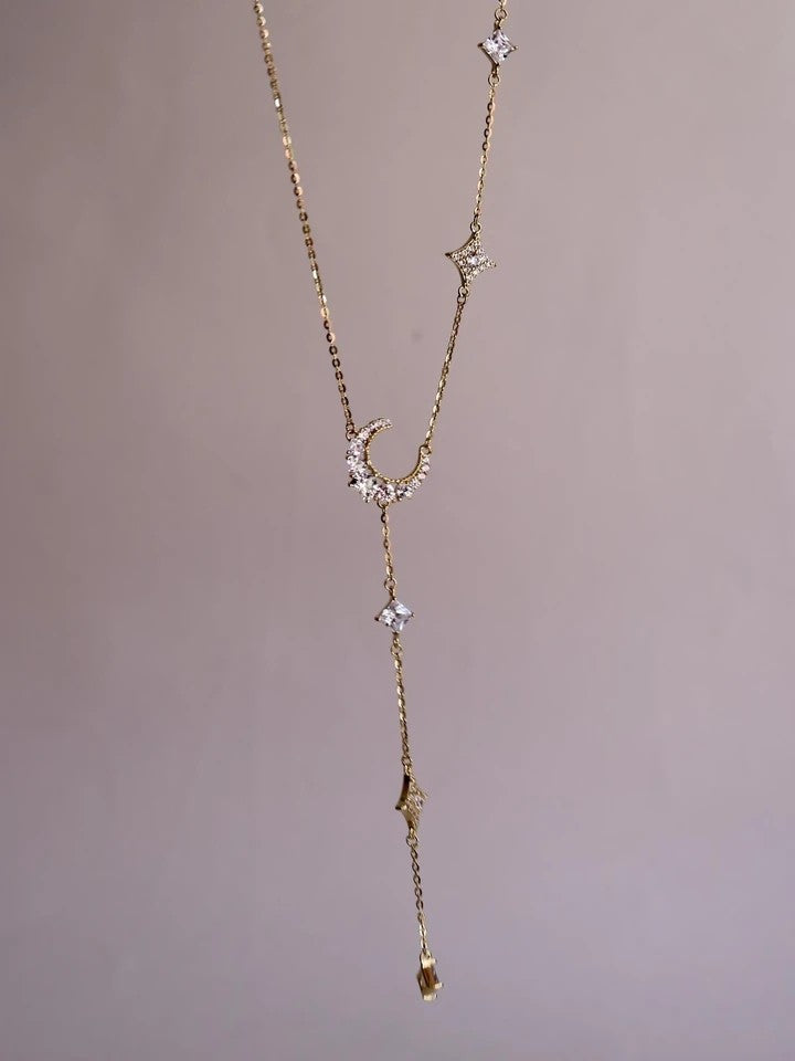 Moon And Stars 925 Silver Necklace