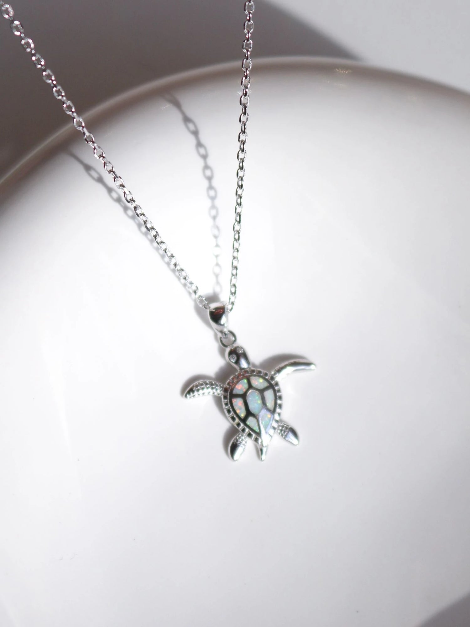 Opal Sea Turtle 925 Silver Necklace