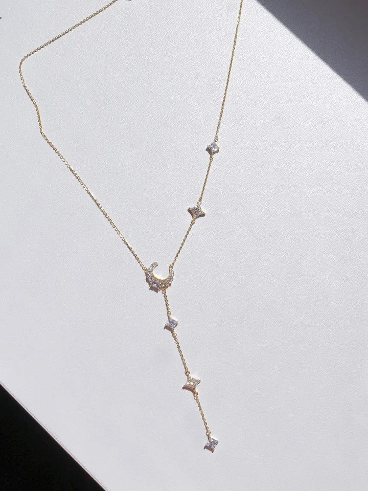 Moon And Stars 925 Silver Necklace