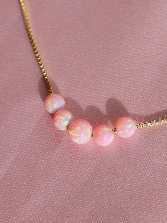 Elina Mermaid Form Pink Opal 925 Silver Necklace