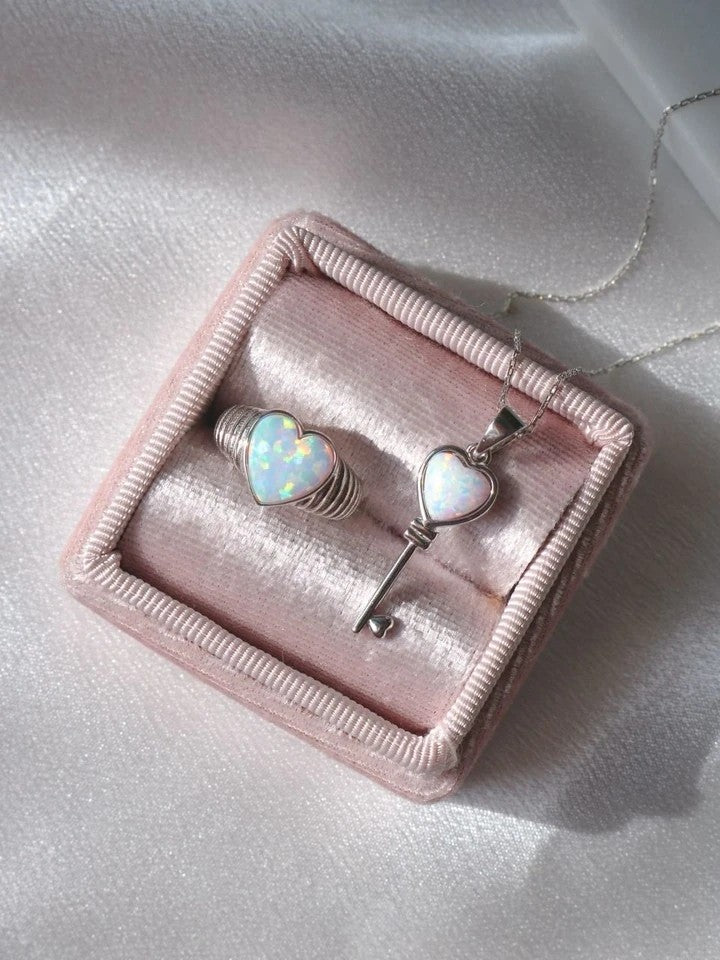 Key Of My Heart Opal 925 Silver Necklace