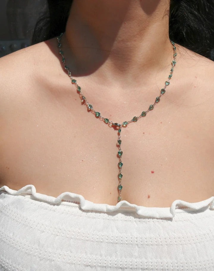 Blue Heart Shine Y Necklace