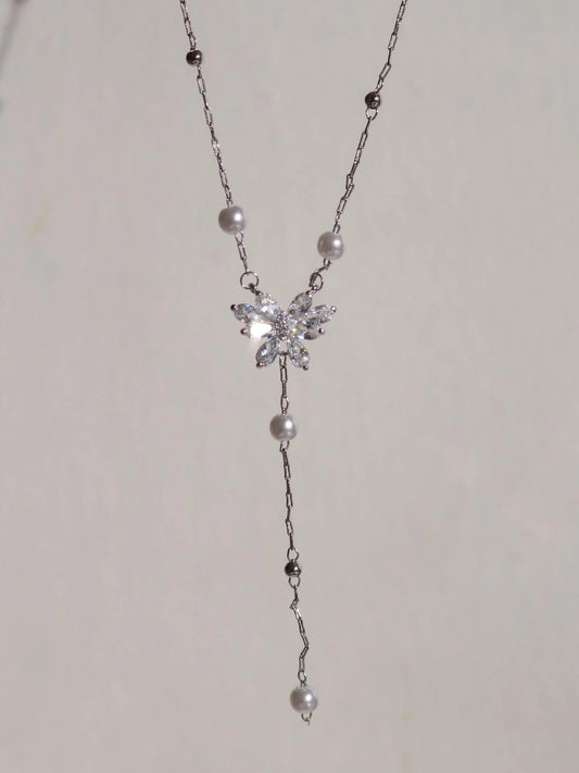 Blossom Pearl Sparkle Y Necklace