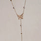 White Crystal Butterfly Y Necklace