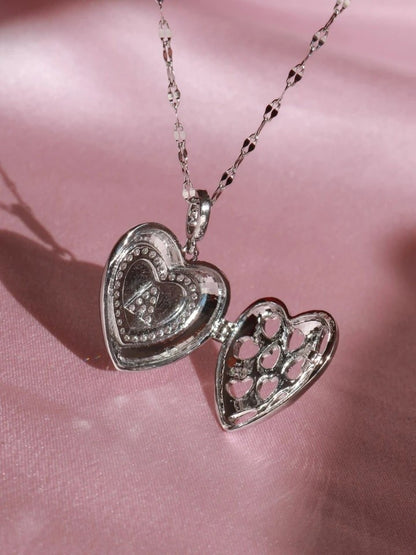 Heart Letter Locket Steel Necklace