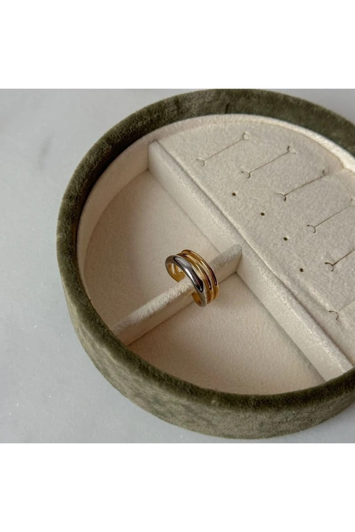 Gold-Silver Three-Row Minimal Ring