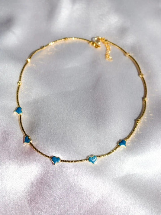 Navy Blue Minimal Heart Necklace