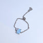 Oval Chain Ring Blue Opal 925 Sterling Silver
