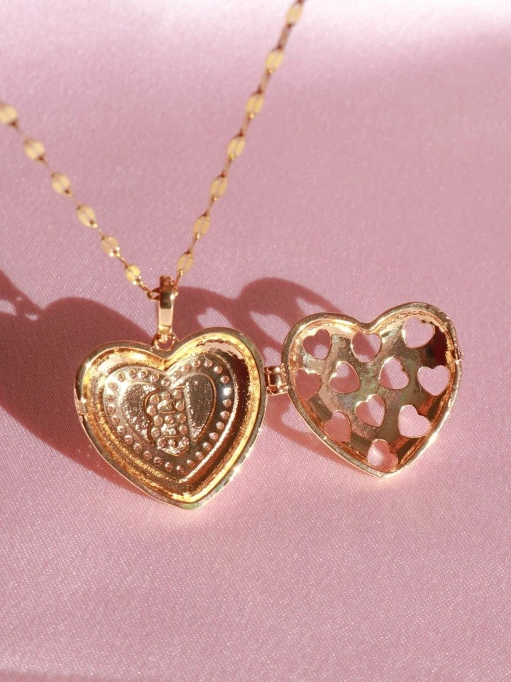 Heart Letter Locket Steel Necklace
