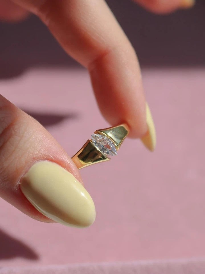 Gold Plated Ring With Zircon Stone