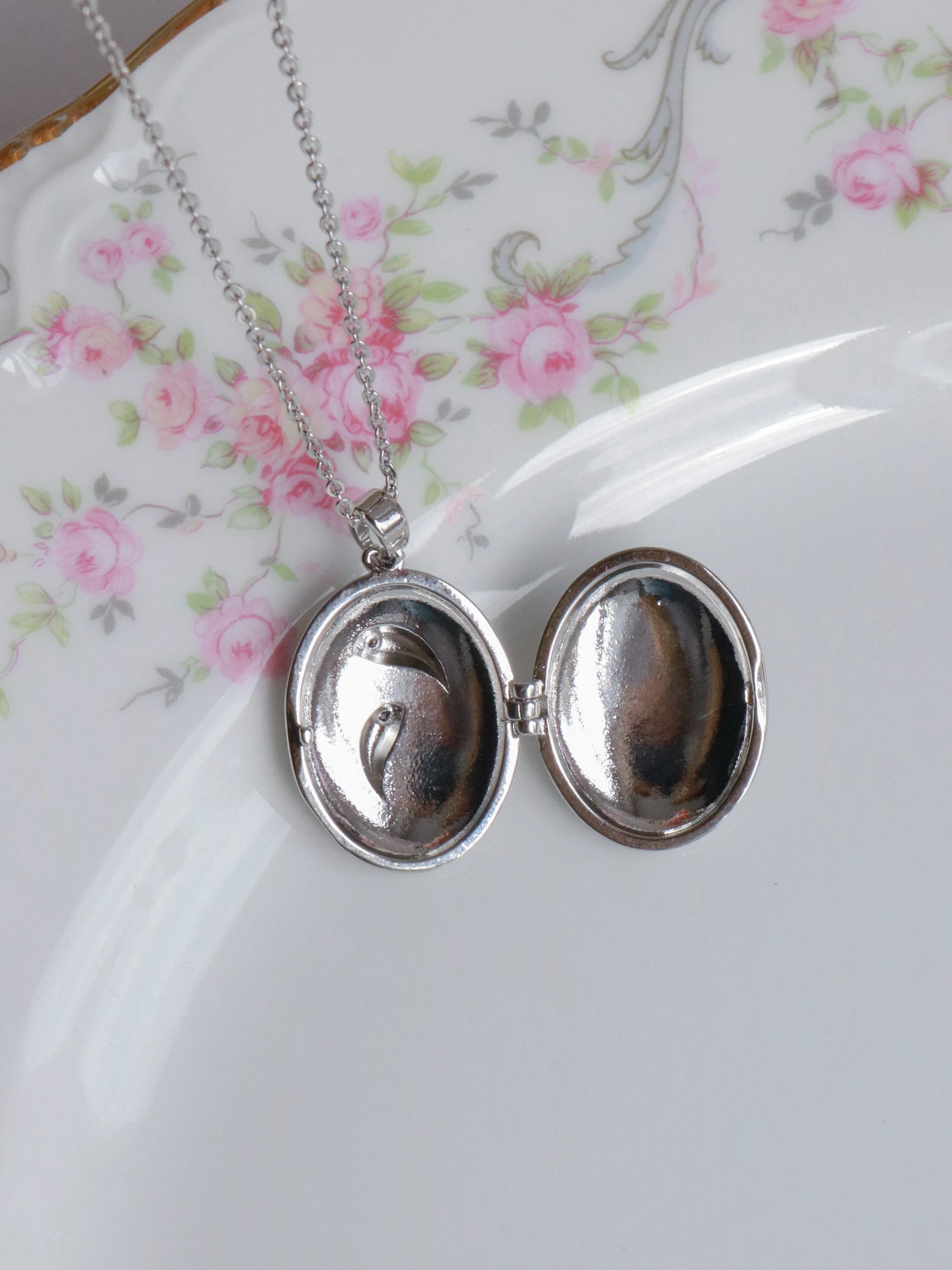 Silver Dolphin Spirit Personalized Photo Locket Necklace