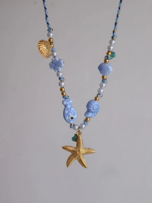 Starfish Macrame Steel Necklace
