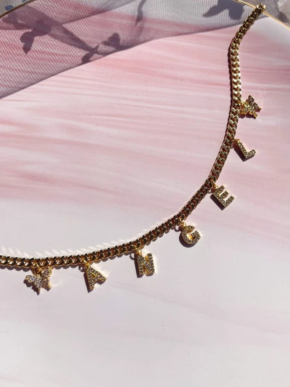 Basic Name Necklace With Zircon Stone