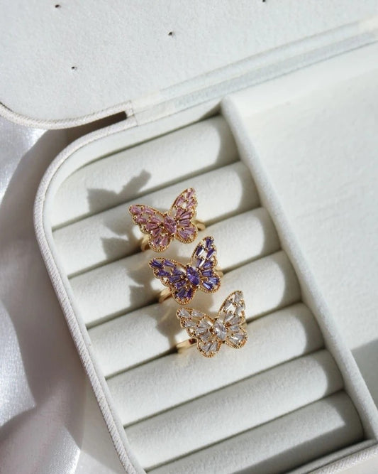 Baguette Stone Butterfly Ring
