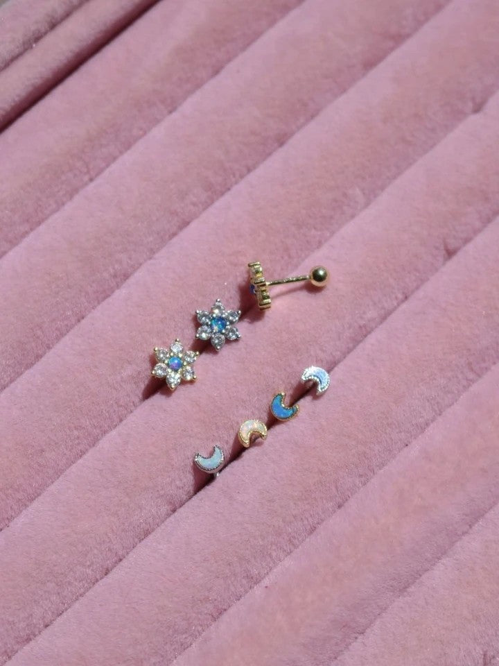 Opal Stone Piercings 925 Silver