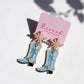 Blue Star Cowboy Boots Earrings