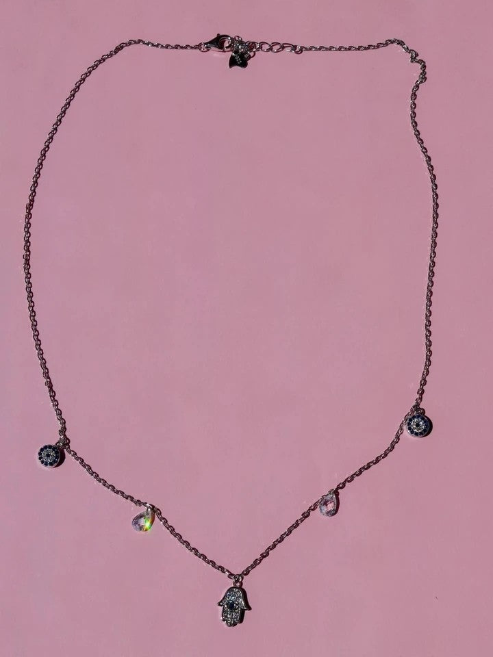 Five-Piece Evil Eye Charm Necklace 925 Silver