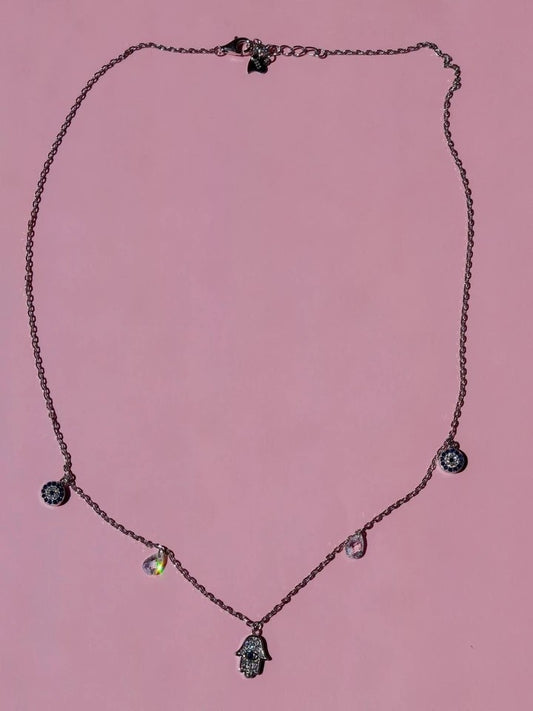 Five-Piece Evil Eye Charm Necklace 925 Silver