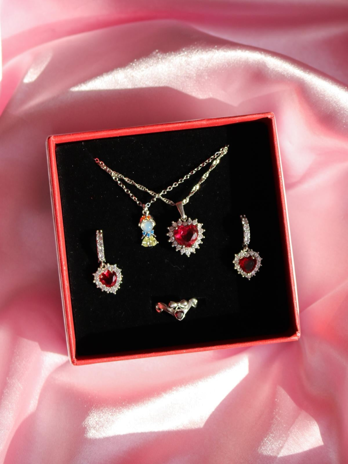 Snow White Necklace, Earrings, Ring Jewelry Set