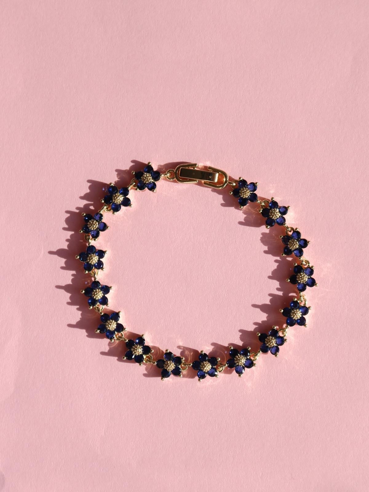 Navy Blue Sparkling Flower Bracelet