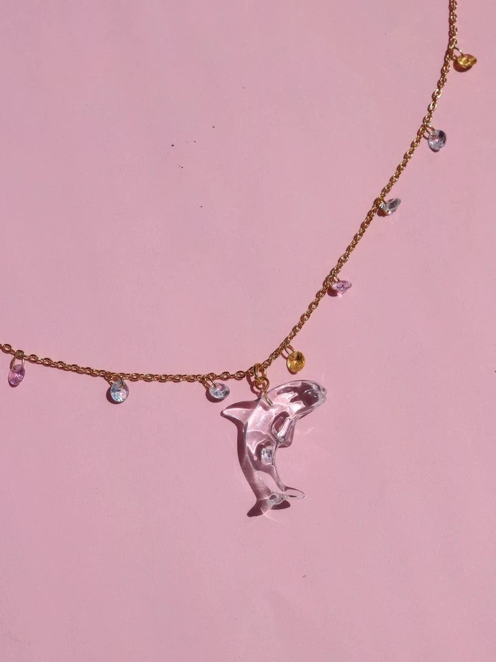 Clear Dolphin Necklace