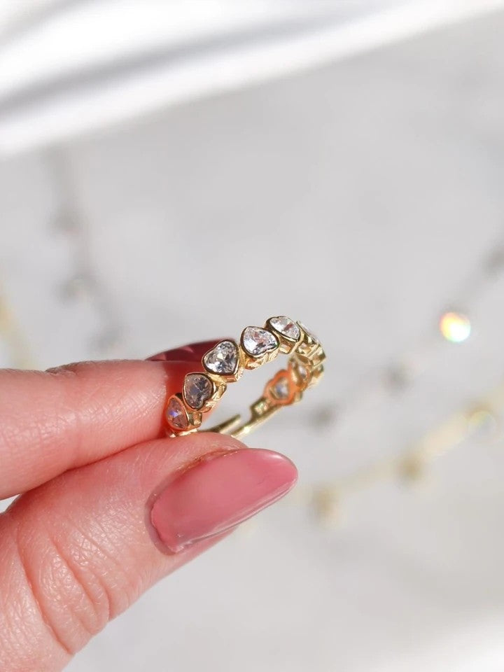 Inverted Zircon Heart 925 Silver Ring