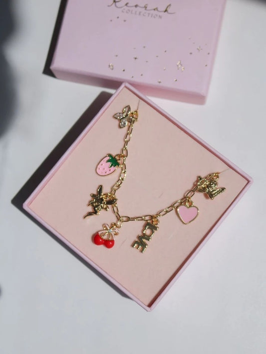 Pink Fairy Love Charm Necklace Xuping Chain