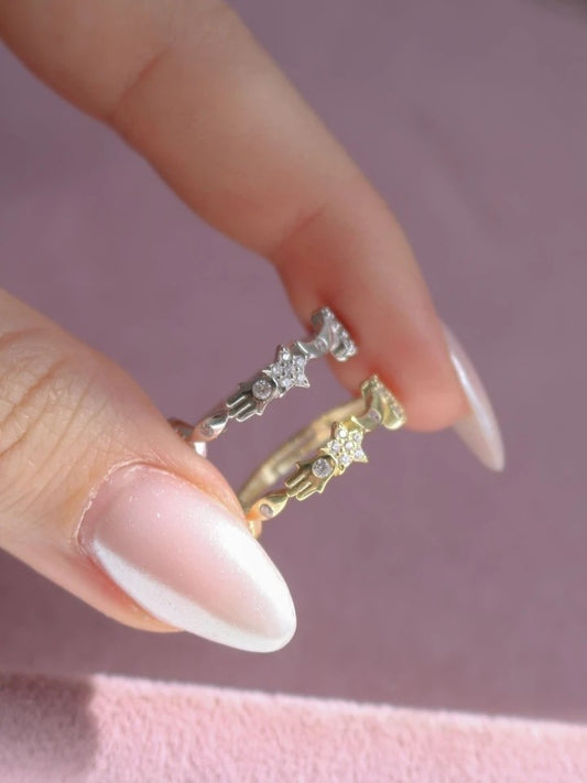 White Fatima's Starry Hand 925 Silver Ring