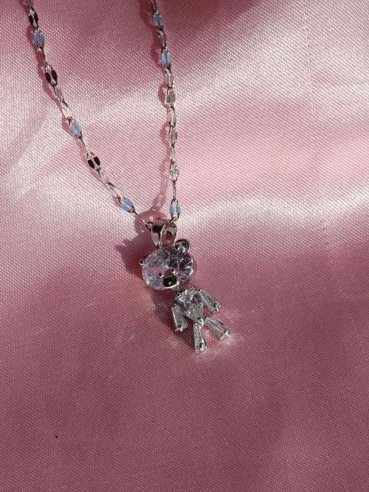 Playful Bear Steel Necklace