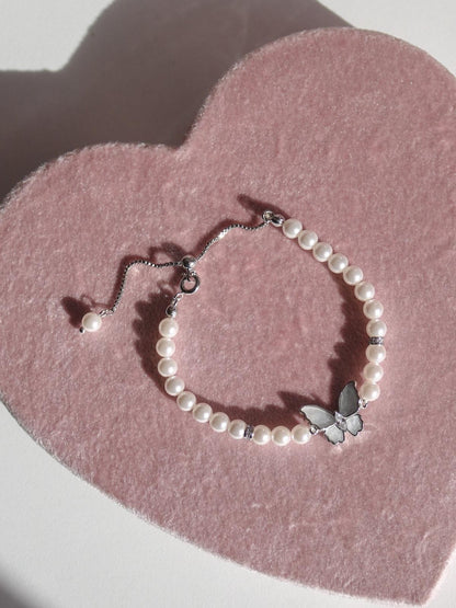 White Pearl Wing Elevator Bracelet