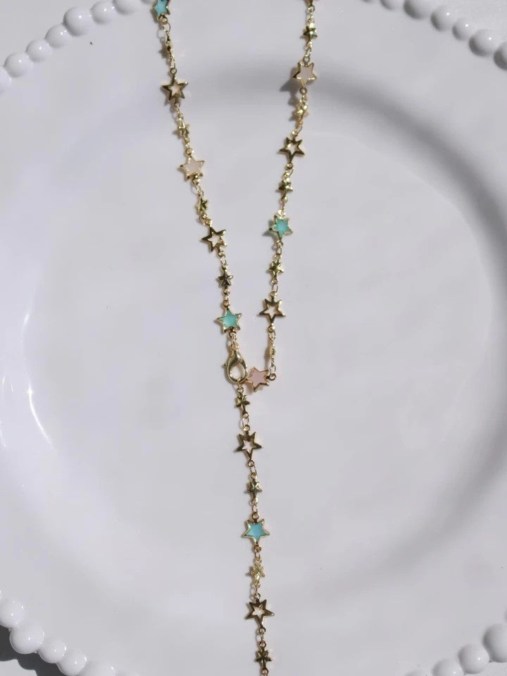 Mini Blue Star Y Necklace