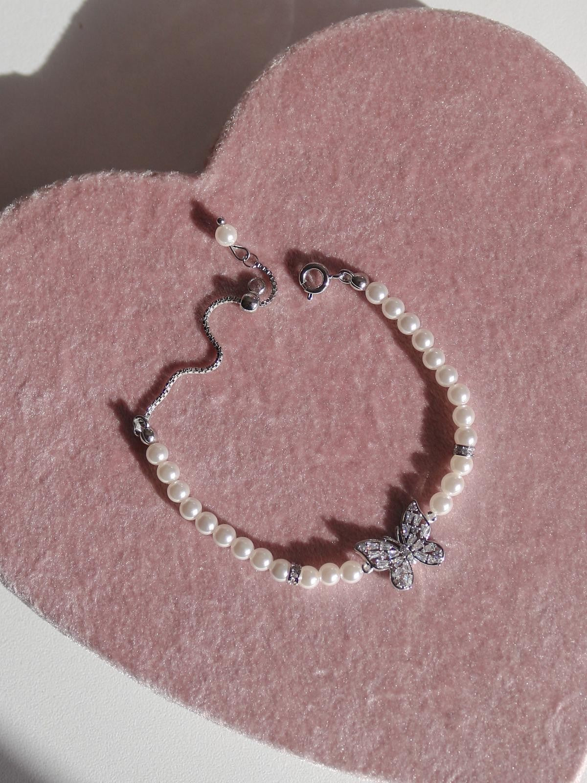 White Crystal Butterfly Elevator Bracelet